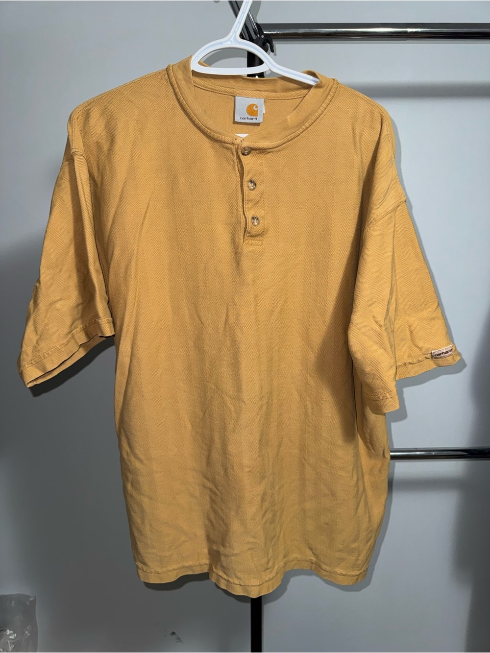 Vintage Carhartt Men’s Short-Sleeve Henley in Mustard Yellow